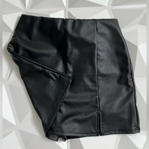 Chocolate Black Faux Leather Pencil Skirt women’s Size: L